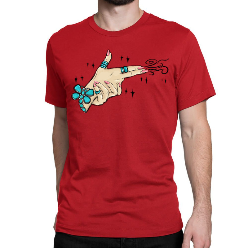 Western Turquoise Gun Hand Classic T-shirt | Artistshot