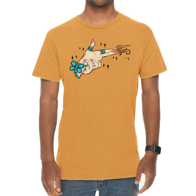 Western Turquoise Gun Hand Vintage T-shirt | Artistshot