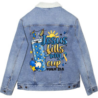 Down Syndrome Jesus Fills My Cup Unisex Sherpa-lined Denim Jacket | Artistshot