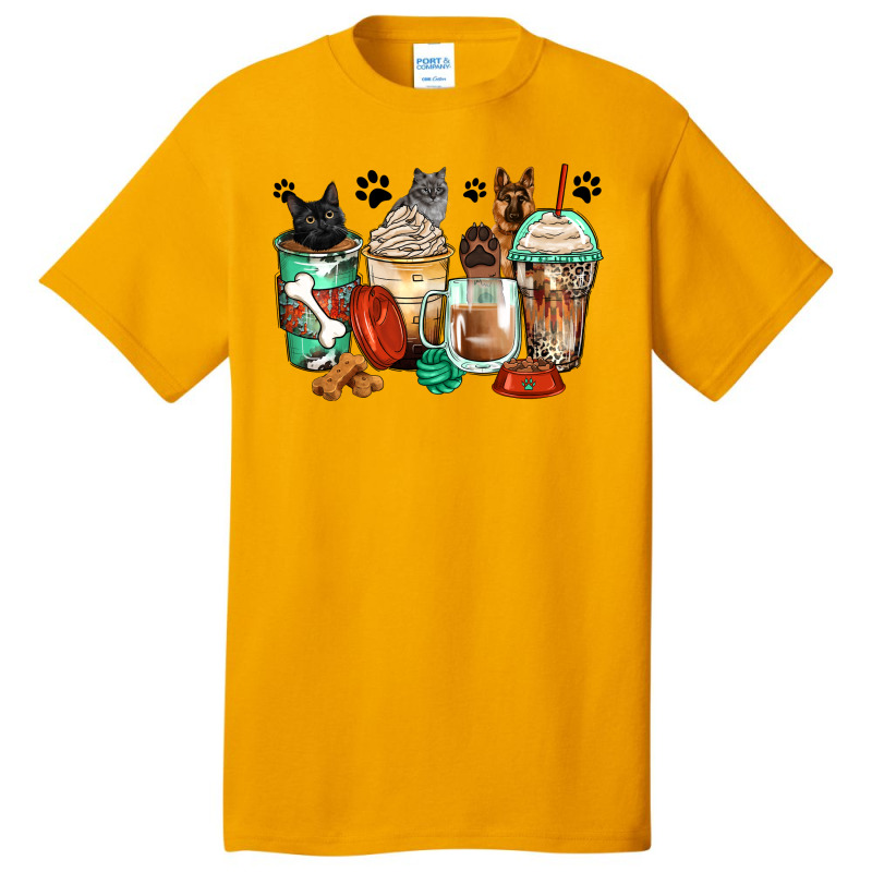 German Shepherd Black And Grey Cat Coffee Cups Basic T-shirt | Artistshot