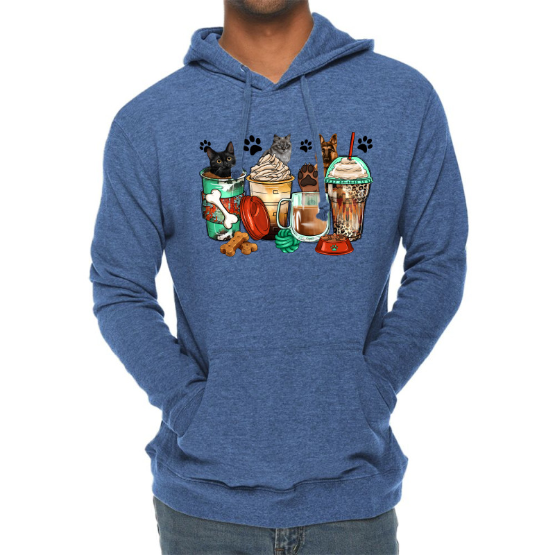 German Shepherd Black And Grey Cat Coffee Cups Lightweight Hoodie | Artistshot