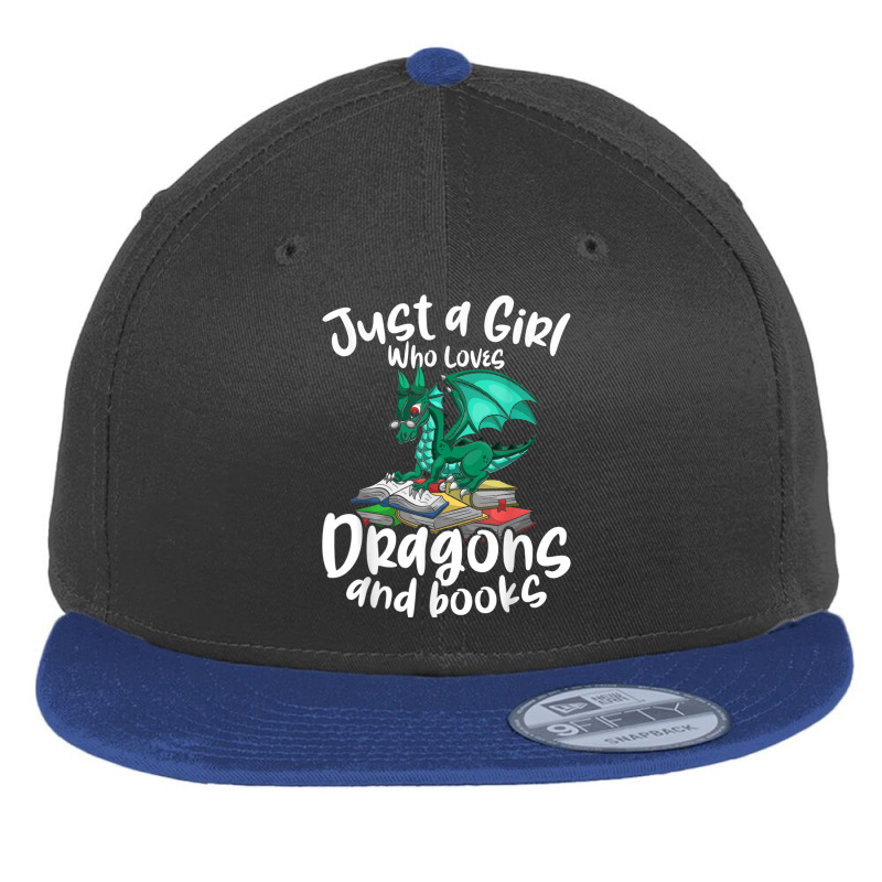 Just A Girl Who Loves Dragons And Books Reading Dragon Graphic Flat Bill Snapback Cap by HailieDesign | Artistshot