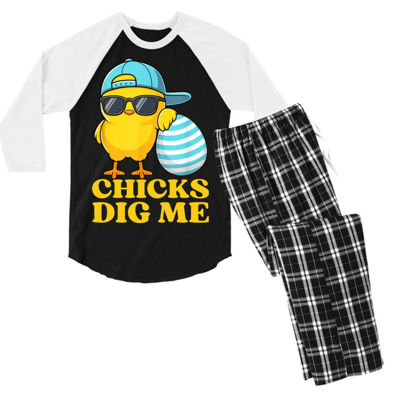 Chicks Dig Me Easter Happy Easter Funny Men's 3/4 Sleeve Pajama Set | Artistshot