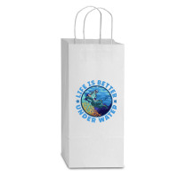 Life Is Better Under Water Marine Biology Scuba Diver Premium T Double Wine Paper Bag - 6 1/2 X 3 1/2 X 12 3/8 | Artistshot