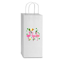 Christmas Flamingo St Patricks Day Double Wine Paper Bag - 6 1/2 X 3 1/2 X 12 3/8 | Artistshot