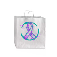 Retro Purple Green Ribbon National Hospice Palliative Care T Shirt Jumbo Paper Bag - 18 X 7 X 18 3/4 | Artistshot