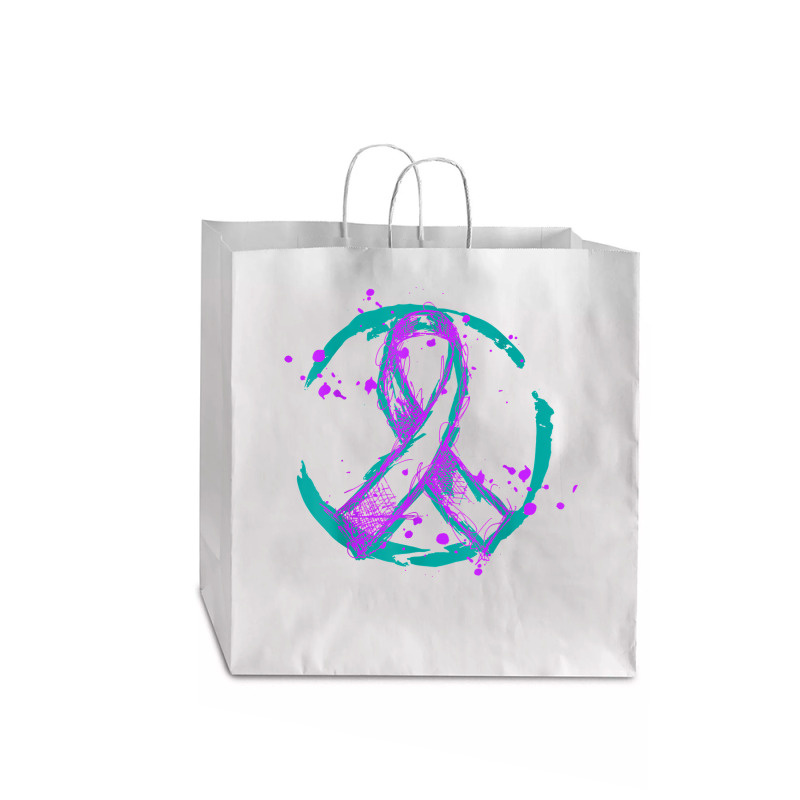 Retro Purple Green Ribbon National Hospice Palliative Care T Shirt Jumbo Paper Bag - 18 X 7 X 18 3/4 | Artistshot