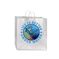 Life Is Better Under Water Marine Biology Scuba Diver Premium T Jumbo Paper Bag - 18 X 7 X 18 3/4 | Artistshot