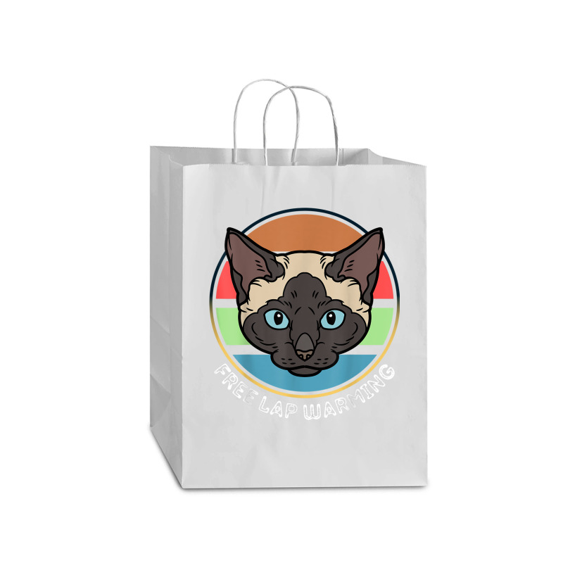 Funny Siamese Quote, Siamese Free Lap Warming Vintage, Cool T Shirt Mart Paper Bag -13 X 7 X 17 | Artistshot