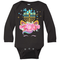 Cute Unicorn Face Hanukkah Gift T  Shirt Unicorn Face Hanukkah Funny H Long Sleeve Baby Bodysuit | Artistshot