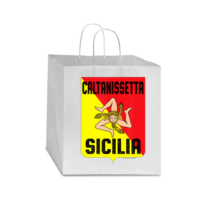 Caltanissetta Sicilia Sicily Flag Trinacria Province Star Paper Bag - 13 X 7 X 13 | Artistshot