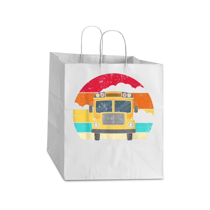 Retro Yellow School Bus For School Bus Driver And Busman Take out Paper Bag - 14 x 10 x 15 1/2 by ShannonFrancis | Artistshot