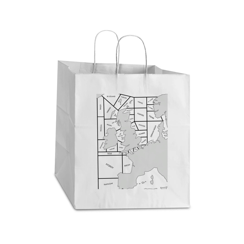 Shipping Forecast Uk Map - Labelled Take Out Paper Bag - 14 X 10 X 15 1/2 | Artistshot