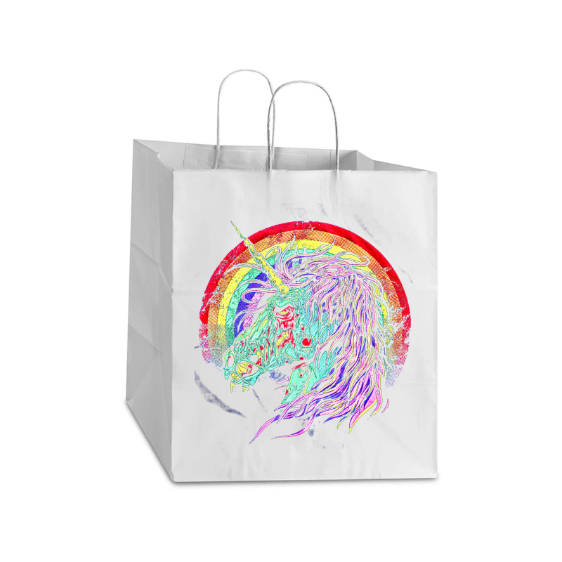 Zombie Unicorn, High Quality Microfiber, Zombie Unicorn Art, Zombie Un Take Out Paper Bag - 14 X 10 X 15 1/2 | Artistshot