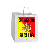 Caltanissetta Sicilia Sicily Flag Trinacria Province Take Out Paper Bag - 14 X 10 X 15 1/2 | Artistshot