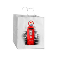 Vintage Gas Pump Station Mobil Take Out Paper Bag - 14 X 10 X 15 1/2 | Artistshot