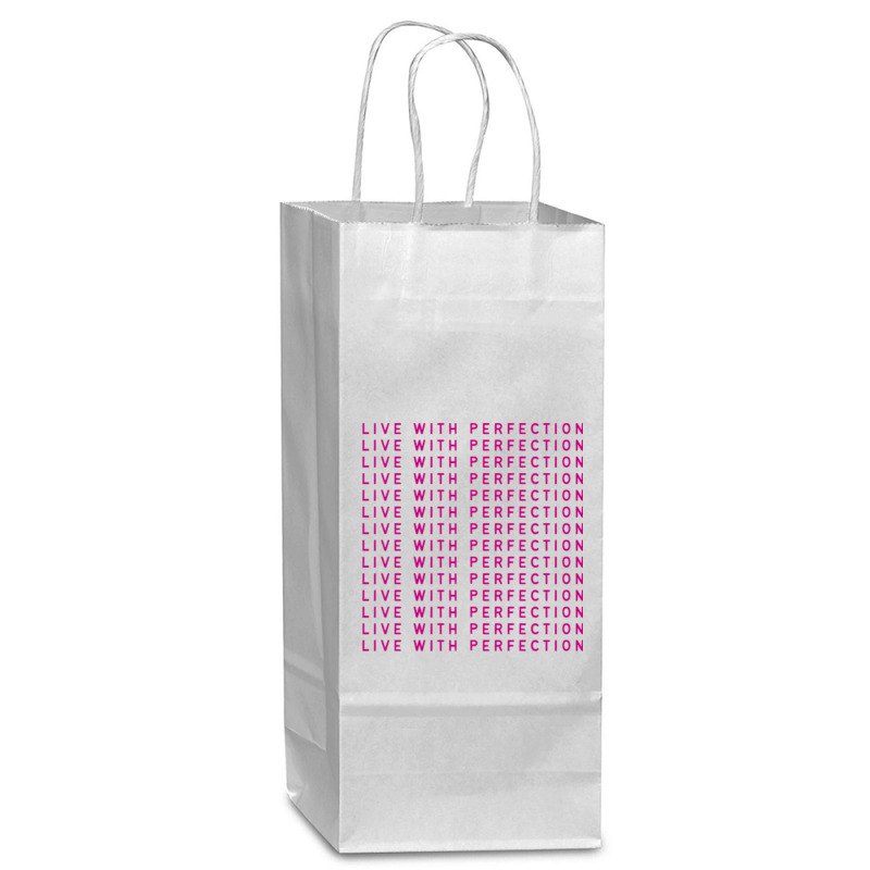 Live With Perfection Pink Typography Pattern Aesthetic Wine Paper Bag - 5 1/2 X 3 1/4 X 13 | Artistshot