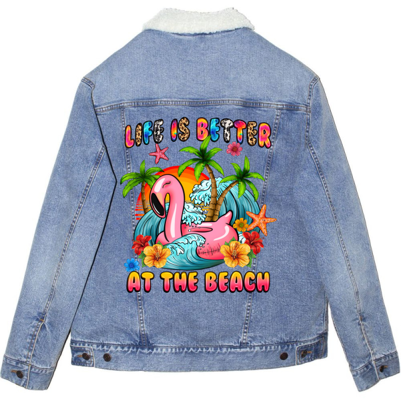 Life Is Better At The Beach Unisex Sherpa-lined Denim Jacket | Artistshot