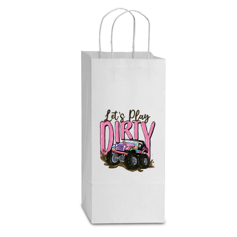 Let's Play Dirty Double Wine Paper Bag - 6 1/2 X 3 1/2 X 12 3/8 | Artistshot