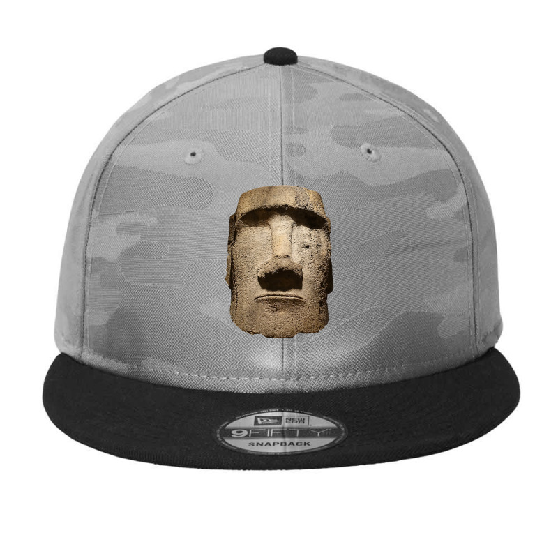 Easter Island Moai Statue Monolith World Mystery Camo Snapback | Artistshot