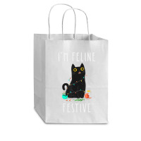 Cat Christmas Feline Festive Women & Kids Xmas Cub Paper Bag - 8 X 4 1/2 X 10 1/4 | Artistshot