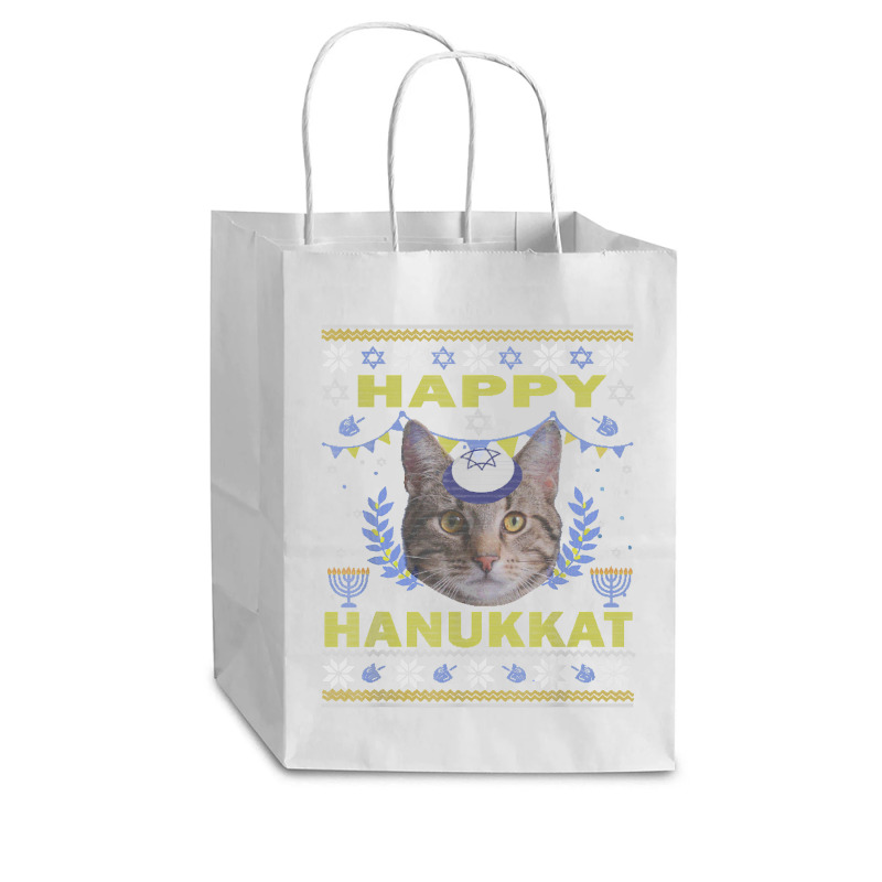 Funny American Wirehair Cat Jewish Holiday Hanukkat Happy T Shirt Cub Paper Bag - 8 X 4 1/2 X 10 1/4 | Artistshot