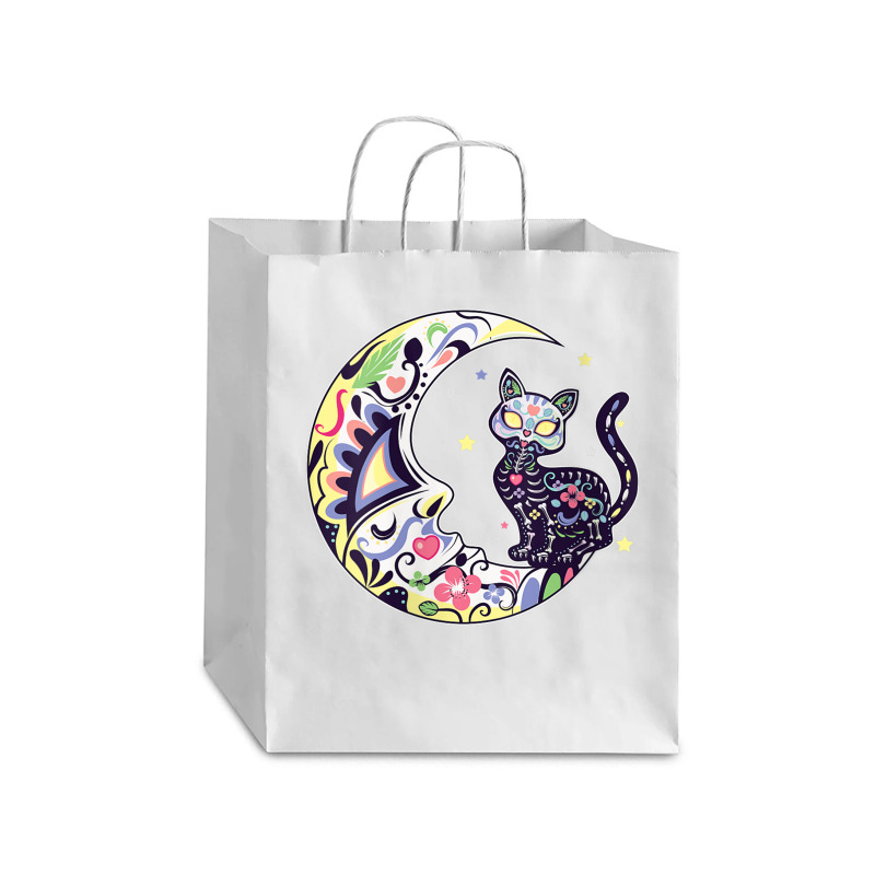 Womens Cat And Moon Sugar Skull Dia De Los Muertos Day Of The Dead V N Debie Paper Bag - 10 X 5 X 13 | Artistshot