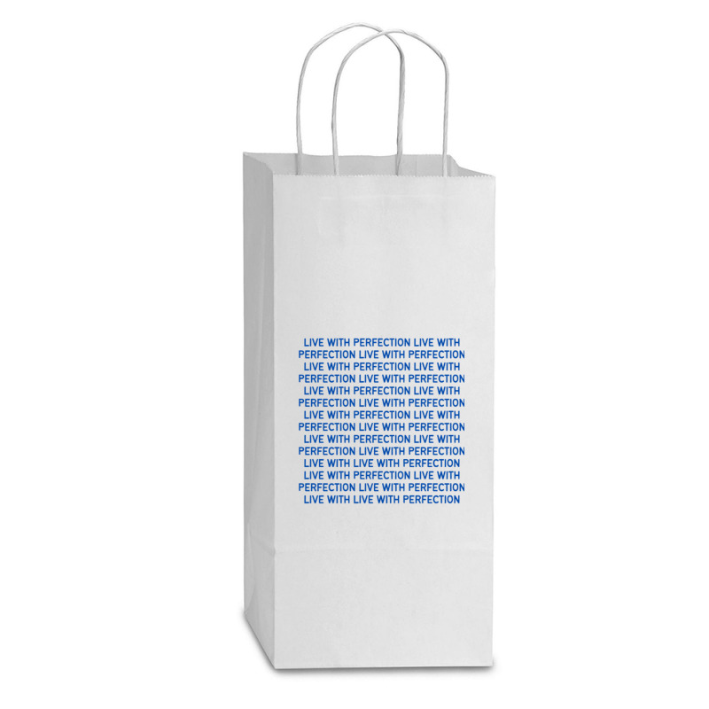 Live With Perfection Blue Pattern Aesthetic Double Wine Paper Bag - 6 1/2 X 3 1/2 X 12 3/8 | Artistshot