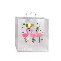 Christmas Flamingo St Patricks Day Jumbo Paper Bag - 18 X 7 X 18 3/4 | Artistshot