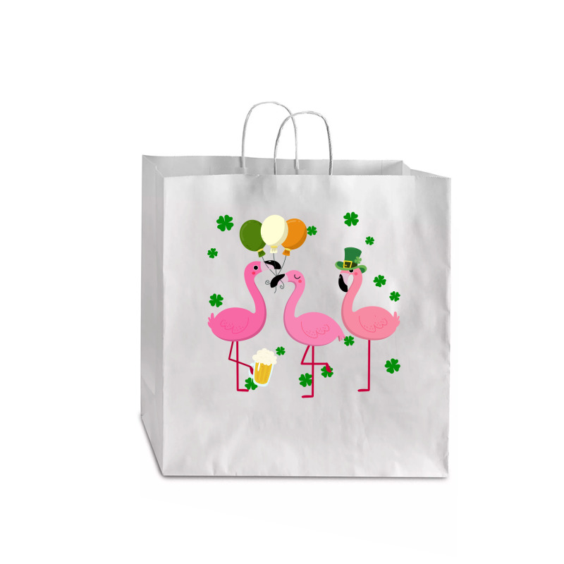 Christmas Flamingo St Patricks Day Jumbo Paper Bag - 18 X 7 X 18 3/4 | Artistshot