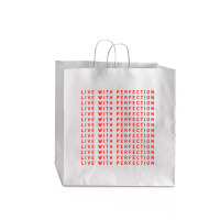 Live With Perfection Red Pattern Aesthetic Jumbo Paper Bag - 18 X 7 X 18 3/4 | Artistshot