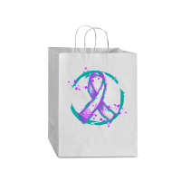 Retro Purple Green Ribbon National Hospice Palliative Care T Shirt Mart Paper Bag -13 X 7 X 17 | Artistshot