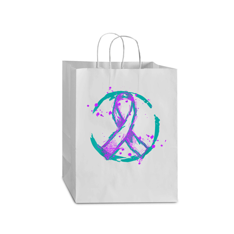 Retro Purple Green Ribbon National Hospice Palliative Care T Shirt Mart Paper Bag -13 X 7 X 17 | Artistshot