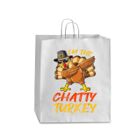 Chatty Turkey Matching Family Group Thanksgiving Party Queen Paper Bag - 16 X 6 X 19 1/4 | Artistshot