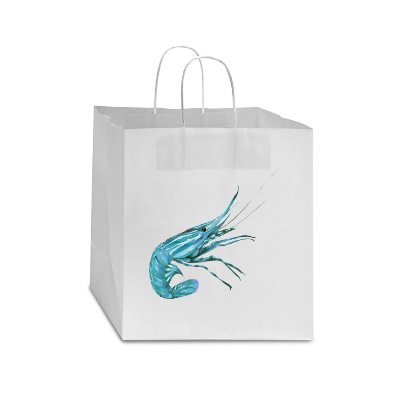 Aqua Colored Prawn Star Paper Bag - 13 X 7 X 13 | Artistshot