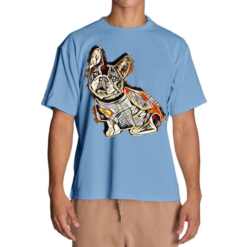 Cute French Bulldog Breed Dog Wearing A Super Hero Costume Over White Urban Heavy T-shirt | Artistshot