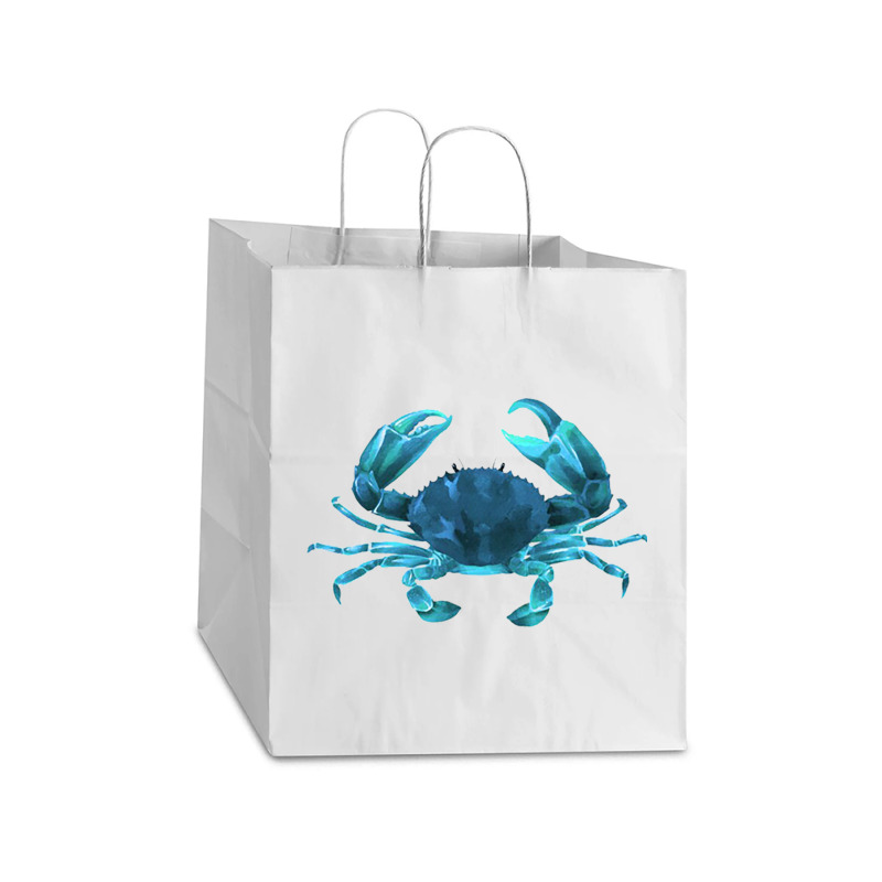 Aqua Colored Crab Take Out Paper Bag - 14 X 10 X 15 1/2 | Artistshot