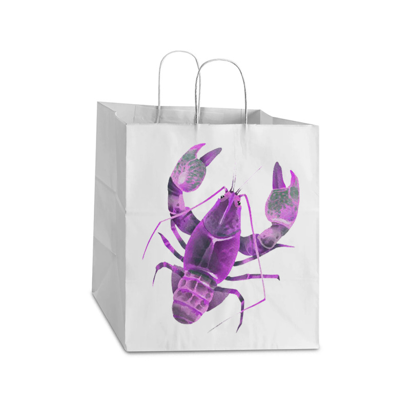 Aqua Purple Colored Lobster Take Out Paper Bag - 14 X 10 X 15 1/2 | Artistshot