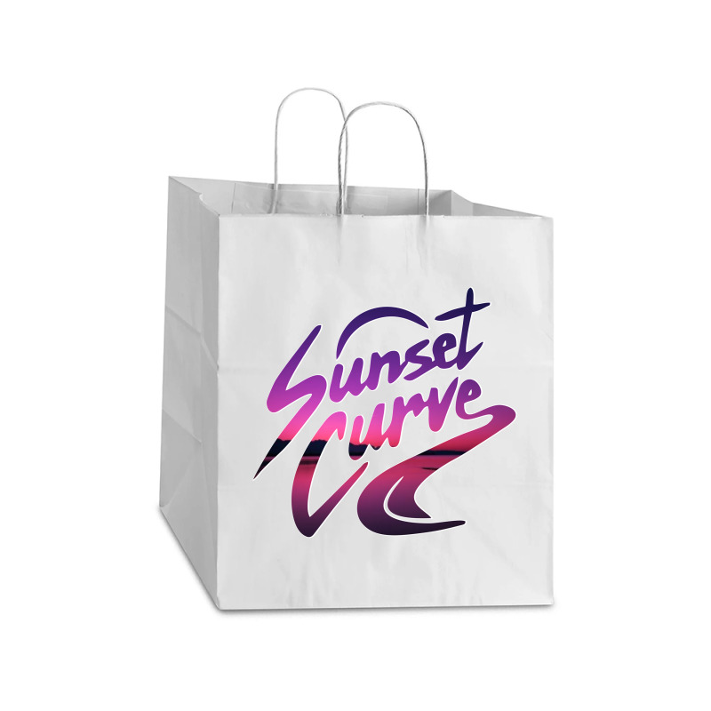 Awesome Sunset Curve Design Take Out Paper Bag - 14 X 10 X 15 1/2 | Artistshot