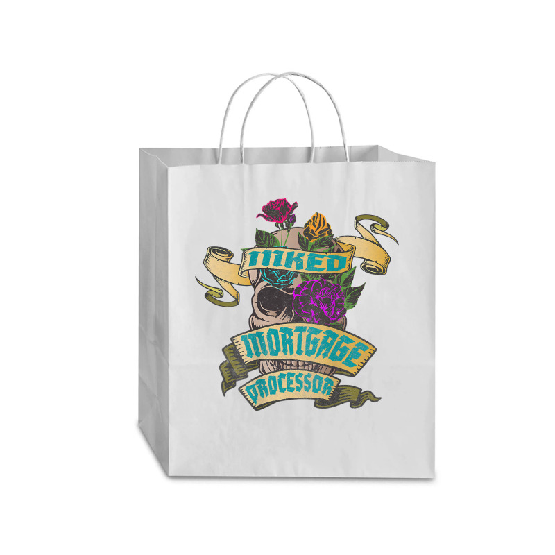 Mortgage Processor Inked Skull Tattoo Backside Design T Shirt Traveler Paper Bag -13 X 6 X 15 3/4 | Artistshot