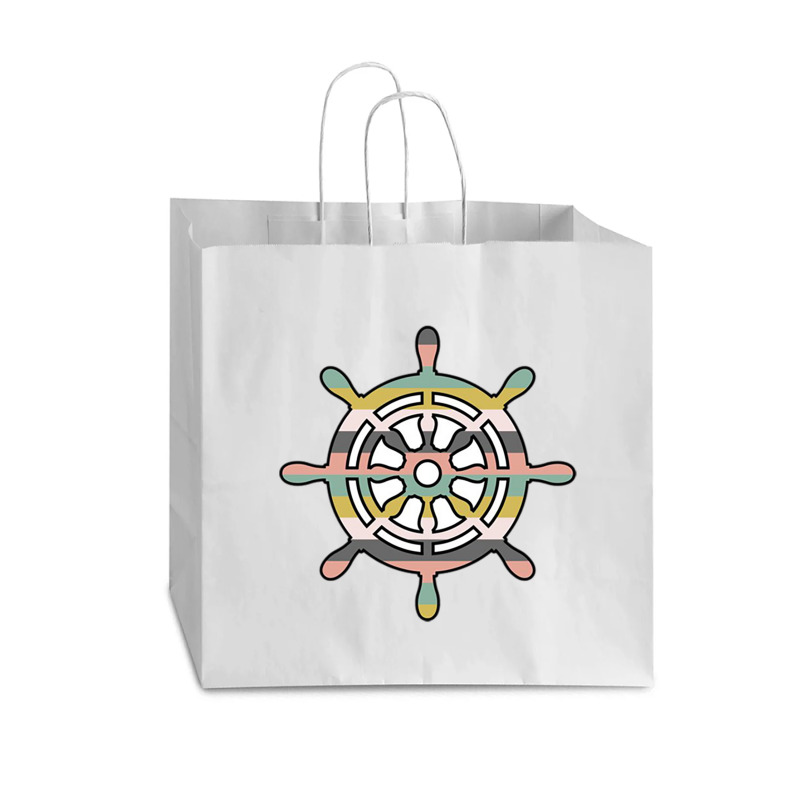 Ship Wheel Green Striped Vogue Paper Bag - 16 X 6 X 12 | Artistshot