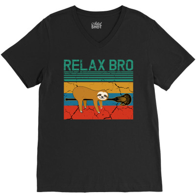Lacrosse Relax Bro V-neck Tee Designed By Badaudesign