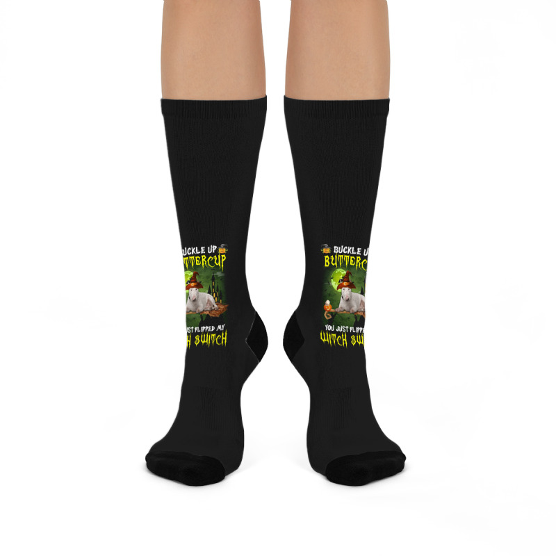 Bull Terrier Buckle Up Buttercup You Just Flipped My Witch Switch Crew Socks | Artistshot