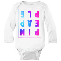 Retro Upside Down Pineapple Swinger Pastel Text Gr Long Sleeve Baby Bodysuit | Artistshot