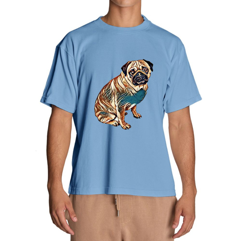 Dog - Pug Breed Sitting On Wh Urban Heavy T-shirt | Artistshot