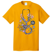 Floral Stethoscope Basic T-shirt | Artistshot