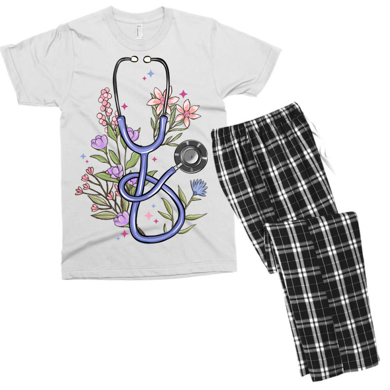 Floral Stethoscope Men's T-shirt Pajama Set | Artistshot