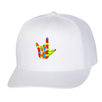 Asl Love Sign Language Autism Gift Awareness Support T Shirt Trucker Cap | Artistshot