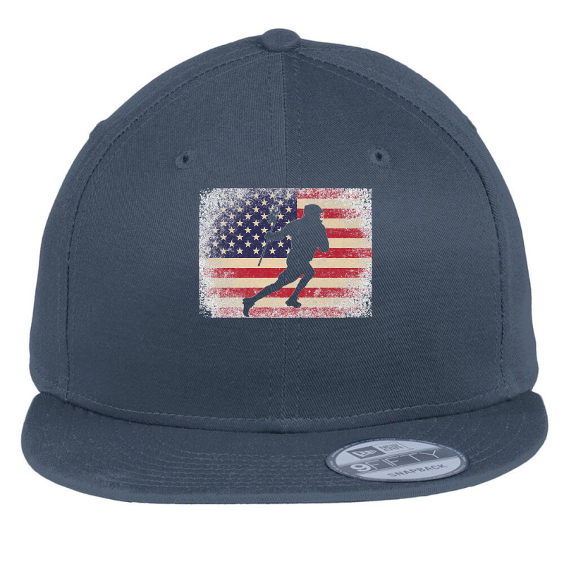 Lacrosse 4th Of July Gift American Flag Usa  Ball Stick Premium Flat Bill Snapback Cap by EaglesonBonnie | Artistshot