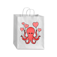 Octopus With Heart Balloons Valentines Day Octopus Debie Paper Bag - 10 X 5 X 13 | Artistshot